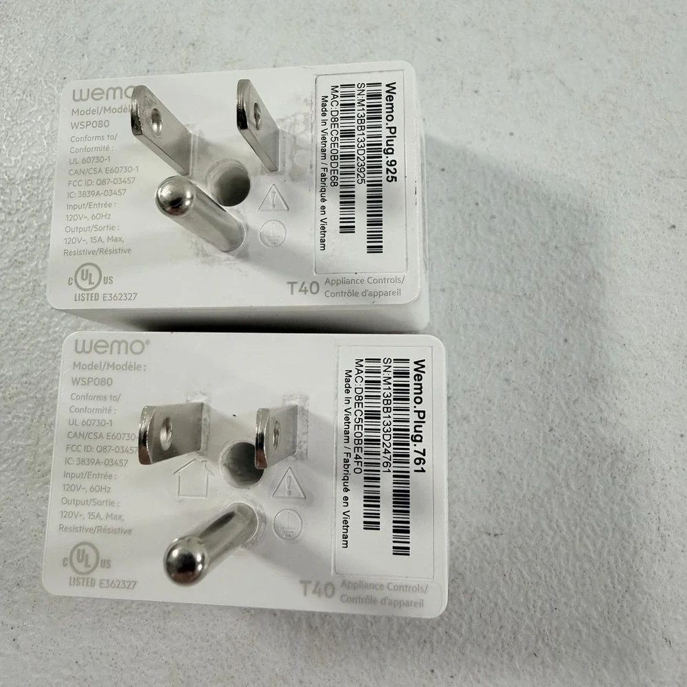 Lot Of 2 WeMo WiFi Smart Plug WSP080 For Apple HomeKit Alexa & Google Assistant